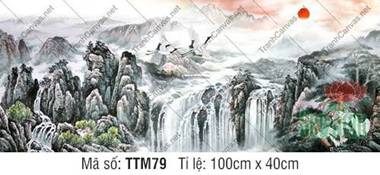 Tranh Thủy Mặc Đơn Giản TTM79, Vẻ đẹp non nước hùng vĩ
