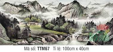 Tranh Thủy Mặc Núi Non TTM67, Khung Cảnh Làng Quê Thanh Bình Tranh Thủy Mặc Núi Non TTM67, Khung Cảnh Làng Quê Thanh Bình