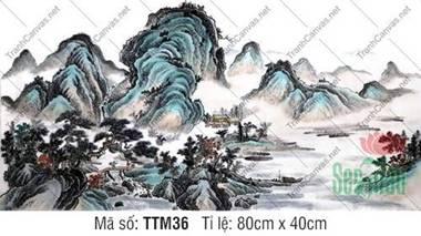 Tranh Thủy Mặc Núi TTM36, Dãy Núi Xanh Ngọc Vô Cùng Hùng Vĩ Tranh Thủy Mặc Núi TTM36, Dãy Núi Xanh Ngọc Vô Cùng Hùng Vĩ