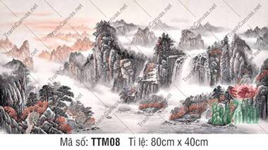 Tranh Thủy Mặc Phong Cảnh TTM08, Vẻ Đẹp Sơn Thủy Hùng Vĩ Và Mây Núi Tranh Thủy Mặc Phong Cảnh TTM08, Vẻ Đẹp Sơn Thủy Hùng Vĩ Và Mây Núi