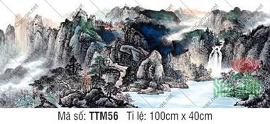 Tranh Thủy Mặc Sông Nước TTM56, Dãy Núi Chàm Và Dòng Thác