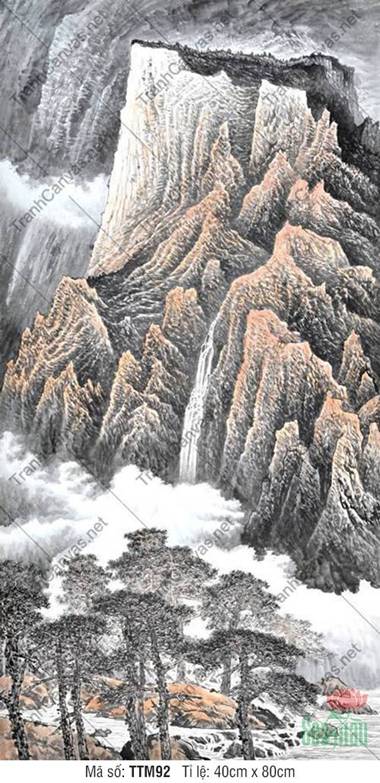 Tranh Thủy Mặc TTM92, Cảnh Núi Đá Trùng Điệp Tranh Thủy Mặc TTM92, Cảnh Núi Đá Trùng Điệp