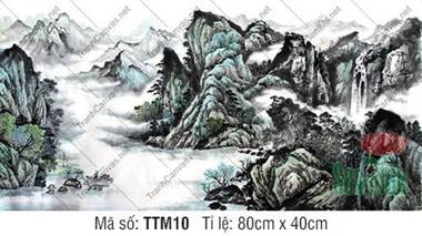 Tranh Thuỷ Mặc Treo Phòng Khách TTM10, vẻ đẹp sơn thủy kỳ vĩ Tranh Thuỷ Mặc Treo Phòng Khách TTM10, vẻ đẹp sơn thủy kỳ vĩ