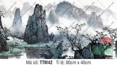 Tranh Thủy Mặc Treo Tường TTM42, Vẻ Đẹp Sơn Thủy Mờ Sương Tranh Thủy Mặc Treo Tường TTM42, Vẻ Đẹp Sơn Thủy Mờ Sương