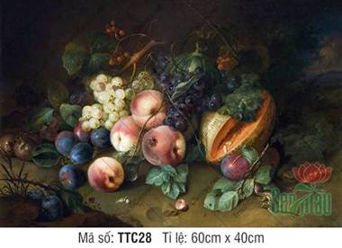 Tranh Tĩnh Vật Hiện Đại TTC28, Tác Phẩm Dưa Lưới Và Đào