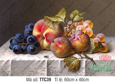 Tranh Tĩnh Vật Hoa Quả Đơn Giản TTC39, Nghệ Thuật Tĩnh Vật Đào Mận