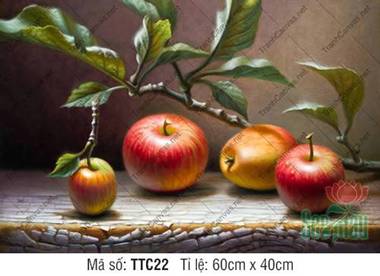 Tranh Tĩnh Vật Quả Táo TTC22, sắc đỏ vàng rực rỡ
