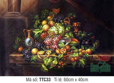 Tranh Vẽ Tĩnh Vật Đẹp Và Ấn Tượng Nhất TTC33, bình kim loại cổ điển